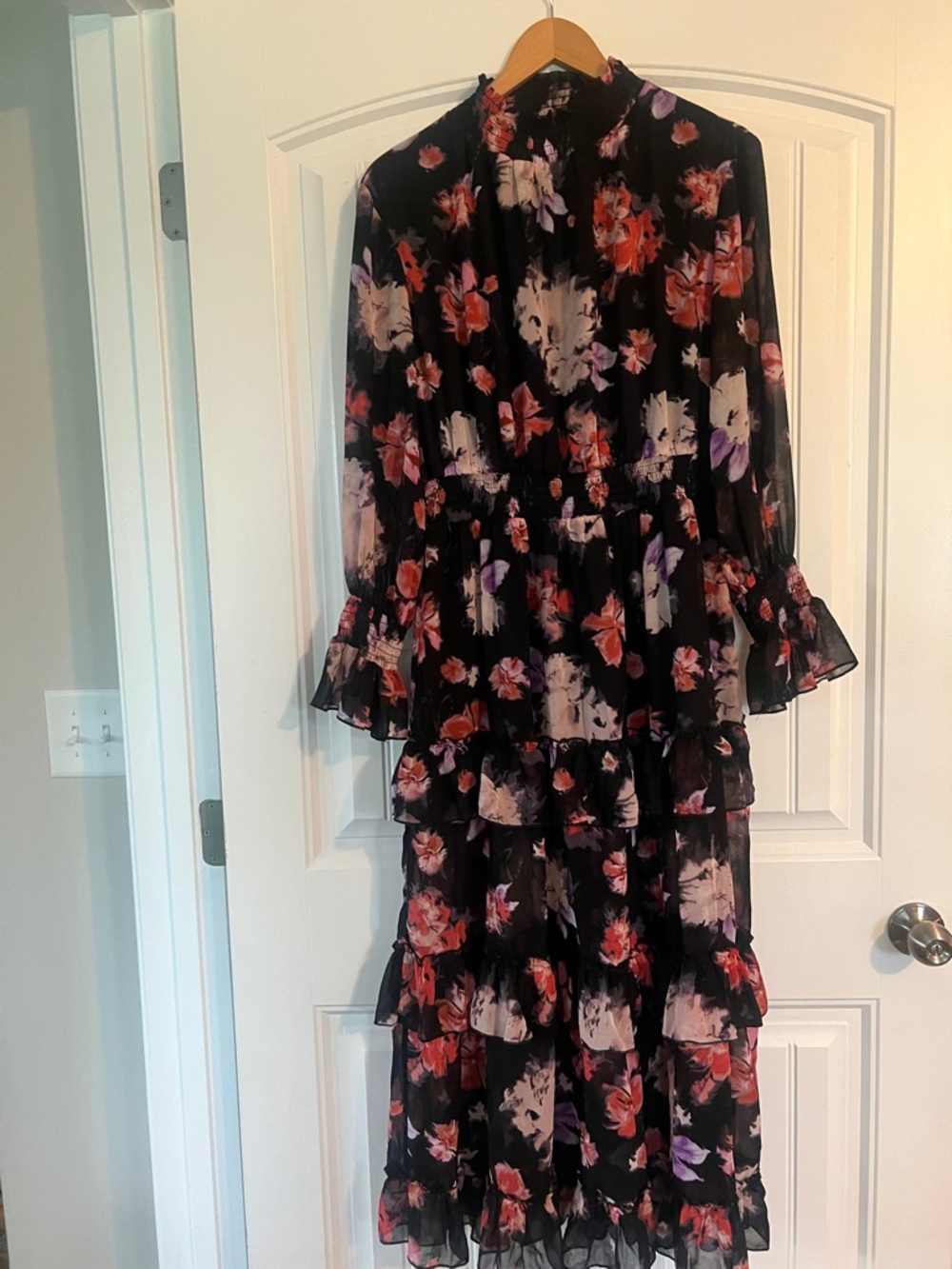 Isadora Floral Print Ruffle Long Sleeve Maxi Dress XL - Picture 2 of 7